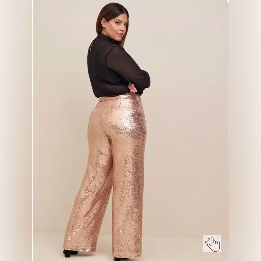 Torrid Pull-On Wide Leg Sequin High-Rise Pant, Size 1